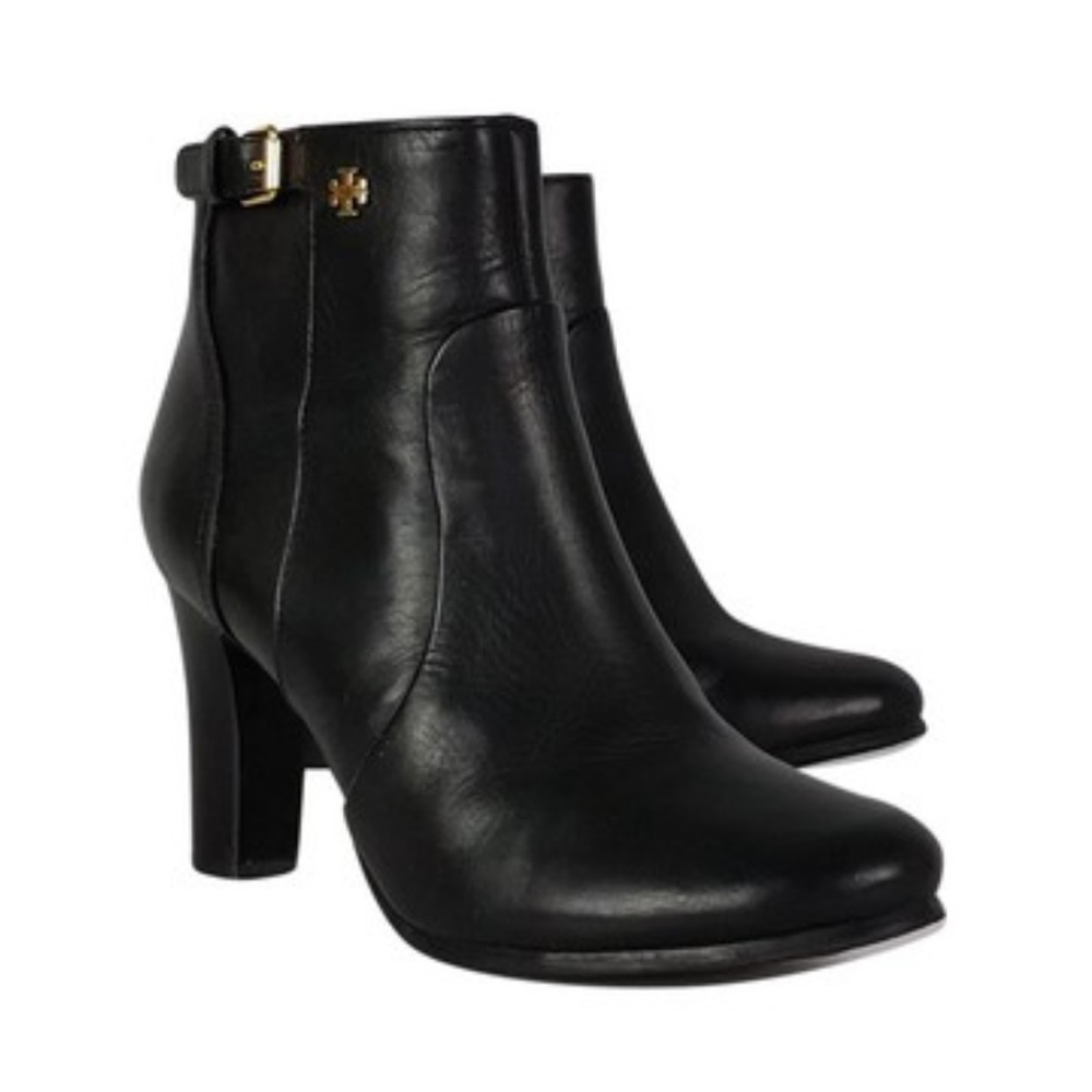 Tory Burch Leather Black Boot Heels